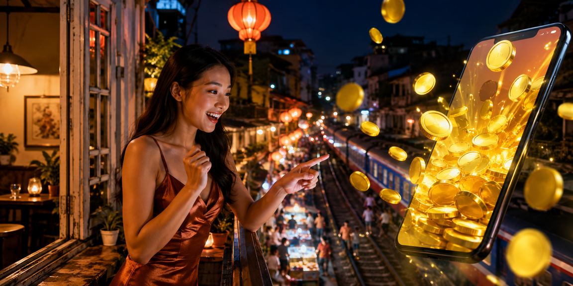Người dùng Hà Nội truy cập trang cược trực tuyến trên điện thoại bên ly cà phê buổi sáng