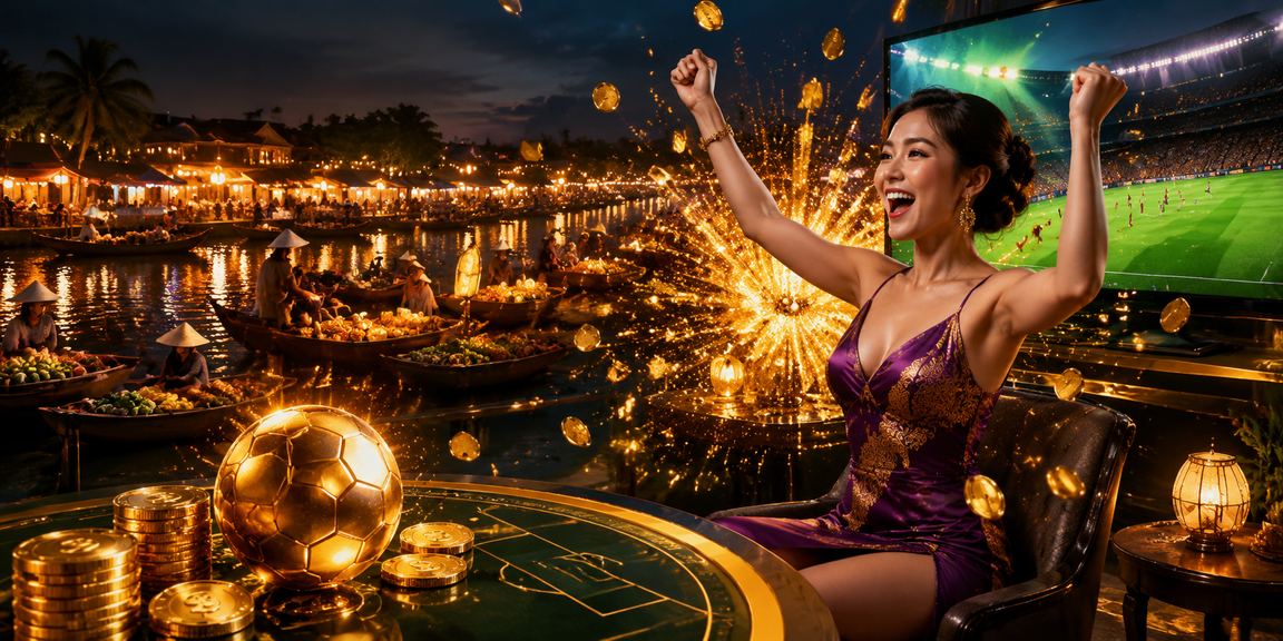 Khung cảnh casino phong cách Mekong tại Việt Nam với người chơi tham gia bàn live casino trực tuyến